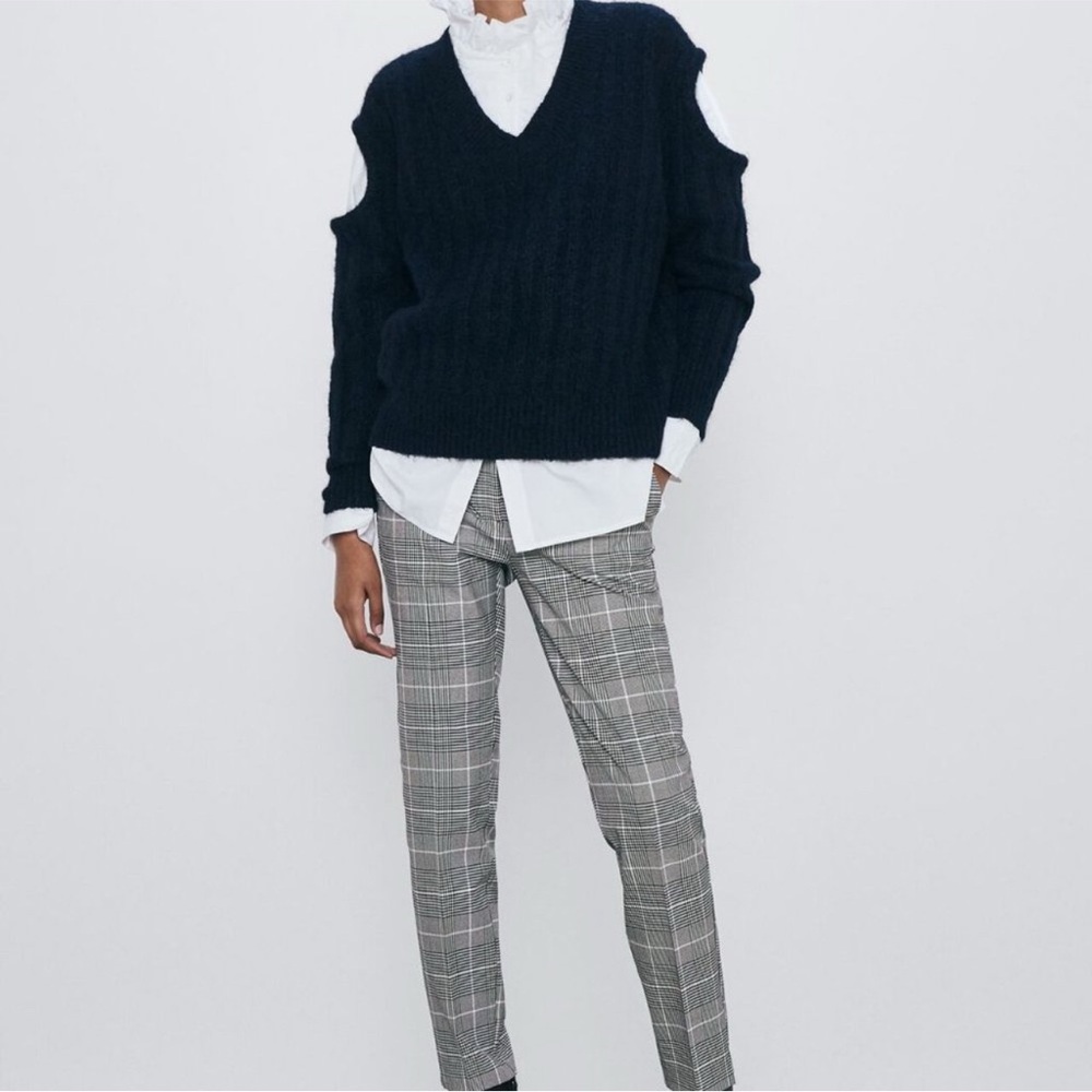 NWT Zara Black and White Check Trousers